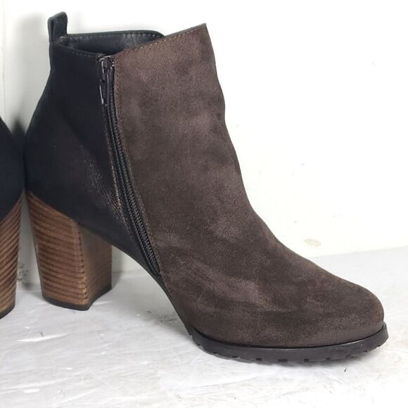 PAUL GREEN Women's Rockin US7,5-8 AU5,5 Brown Duede Leather Heel Ankle Booties - Picture 6 of 16